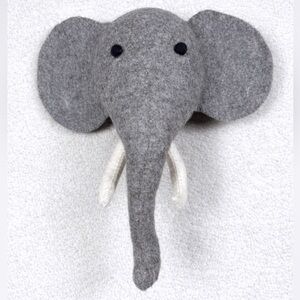 Felted‎ wool elephant head wall mount